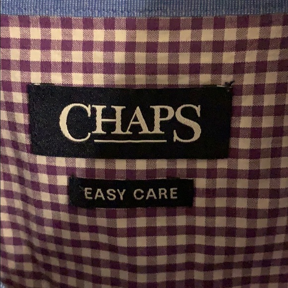 Chaps Medium Purple Checkered Button Down - Picture 2 of 4